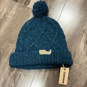 🔥🔥Diesel Dark Teal Knit Beanie with Pom